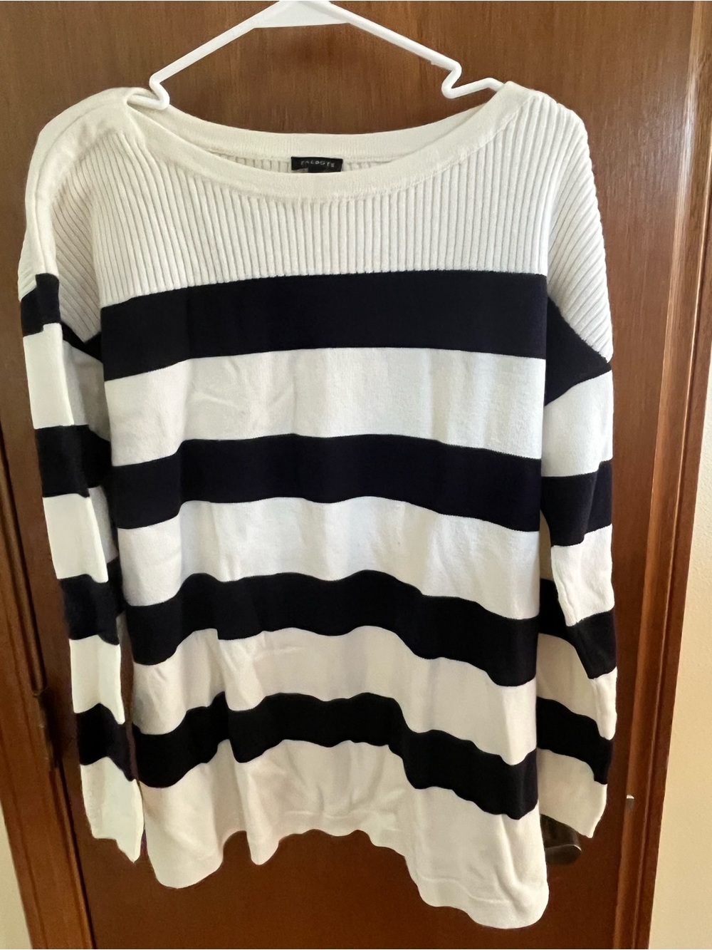 Talbots xl Striped Crewneck Sweater in Black & White - Women's Lightweight Knit